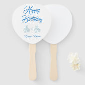 happy birthday blue cake heart name love pastel  ハンドファン (正面&裏面)