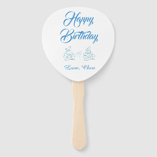 happy birthday blue cake heart name love pastel  ハンドファン