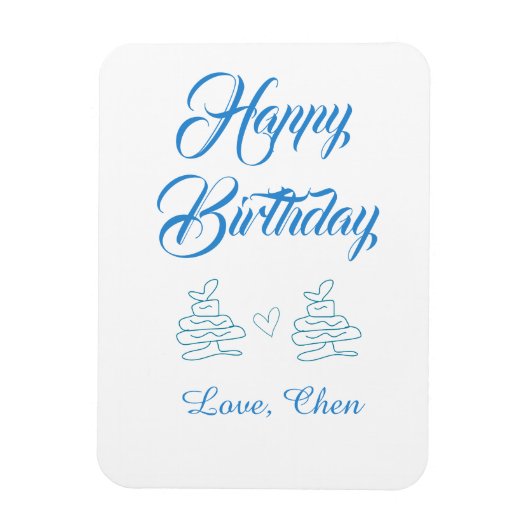 happy birthday blue cake heart name love pastel  マグネット (縦)