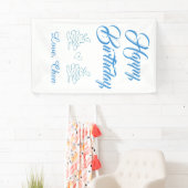 happy birthday blue cake heart name love pastel  横断幕 (インサイチュ)