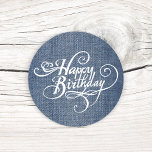 Happy Birthday Blue Jean ラウンドシール<br><div class="desc">Introducing the Happy Birthday Blue Jean Classic Round Sticker! Because nothing screams "Happy Birthday" like a sticker that's reminiscent of your favorite pair of worn-out denim jeans. We know you've been desperately seeking a way to make your special day feel extra casual and fashion-forward, and boy, have we got the...</div>