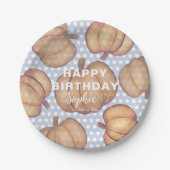 Happy Birthday Blue & Orange Pumpkin Party  ペーパープレート (正面)