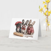 Happy Birthday Bonjour French Bulldogs カード (黄色い花)