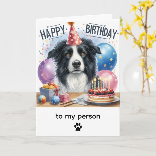 Happy Birthday Border Collie From Dog カード (黄色い花)