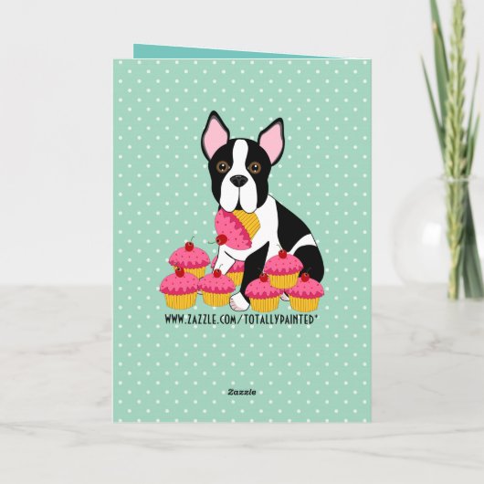 Happy Birthday! Boston Terrier Cupcakes Card カード (裏面)