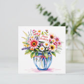 Happy birthday & bouquet of flowers  holiday card シーズンカード (スタンド正面)
