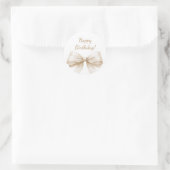 Happy Birthday Bow Ivory Beige elegant ラウンドシール (バッグ)