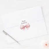 Happy Birthday Bow Pink elegant ラウンドシール (封筒)