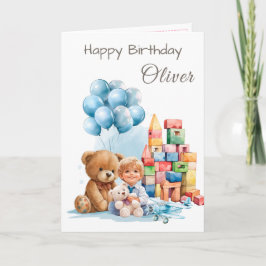 Happy Birthday Boy Watercolor Birthday Card カード