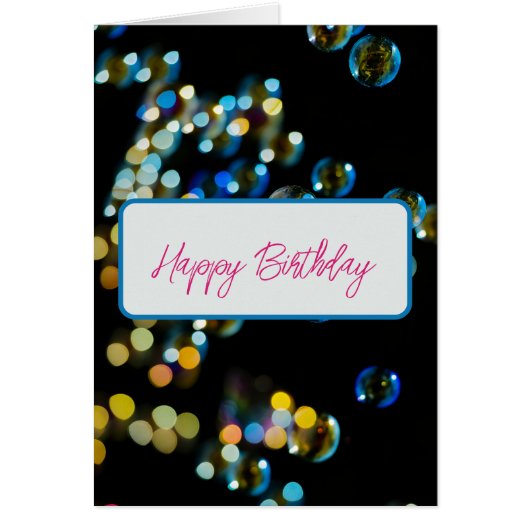 Happy Birthday Bubbles Custom Text Greeting Card (正面)