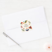 Happy Birthday Butterfly Floral Greeting Card | スクエアシール (封筒)
