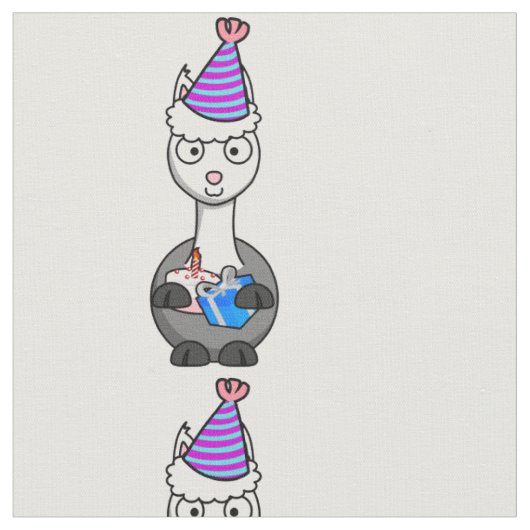 happy birthday cake alpaca ファブリック (クローズアップ)