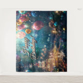 Happy Birthday Cake Balloons Party Decor タペストリー (正面)