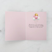 Happy Birthday Cake Candles Pretty Flowers Bows カード (内部)