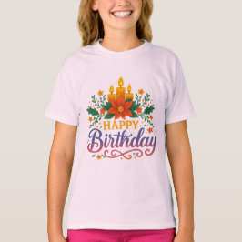 Happy Birthday Candle Girls' Basic T-Shirt | 色 Tシャツ