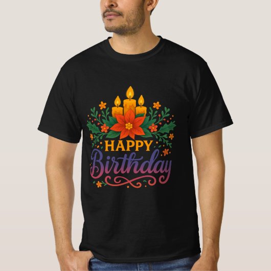 Happy Birthday Candle Men’s Value T-Shirt  Classic Tシャツ (正面)