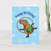 Happy Birthday! Capybara Gymnast With Hoop Cartoon カード (正面)
