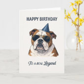 happy birthday card english bulldog カード (黄色い花)