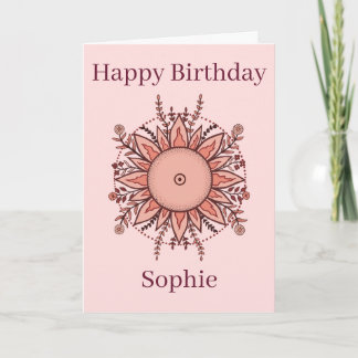 Happy Birthday Card Floral Sun Pink カード