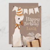Happy Birthday Card Goose with birthday gift シーズンカード (正面/裏面)
