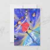 Happy Birthday Card - Happy Girl with Birds カード (裏面)