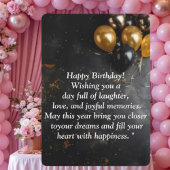  Happy Birthday Card - Joyful Wishes, Balloons & C 招待状