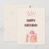 Happy Birthday Card with Cake ポストカード (正面/裏面)