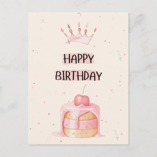 Happy Birthday Card with Cake ポストカード (正面)