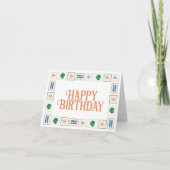Happy Birthday Card with Seashell Border Coastal  カード (正面)
