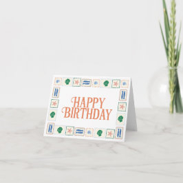 Happy Birthday Card with Seashell Border Coastal  カード