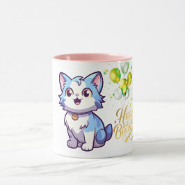 Happy Birthday Cat コーヒーマグ - 猫好きな方へのかわいいギフト マグカップ