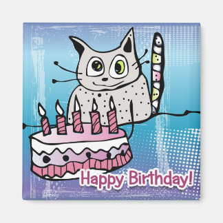 Happy Birthday Cat - Magnet マグネット
