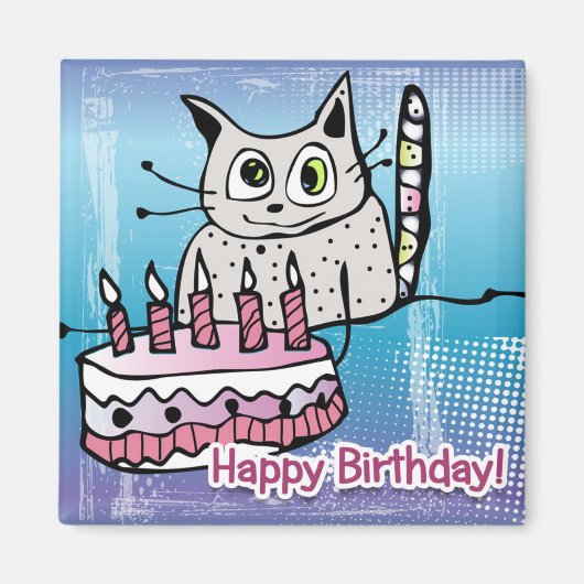 Happy Birthday Cat - Magnet マグネット (正面)