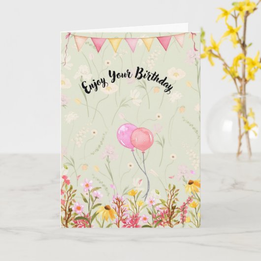 Happy Birthday Celebration カード (黄色い花)