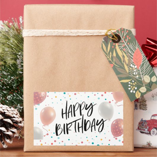 Happy Birthday celebration  長方形シール (クリスマス)