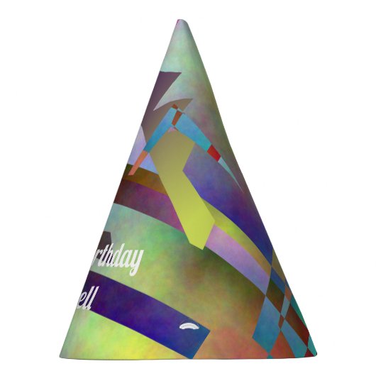 Happy Birthday Celebration Abstract Pattern パーティーハット (右)