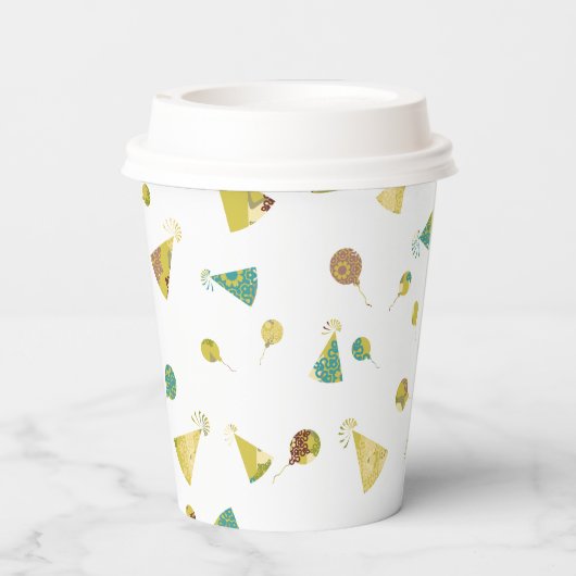 Happy Birthday Celebration Balloons & Hats Pattern 紙コップ (裏面)