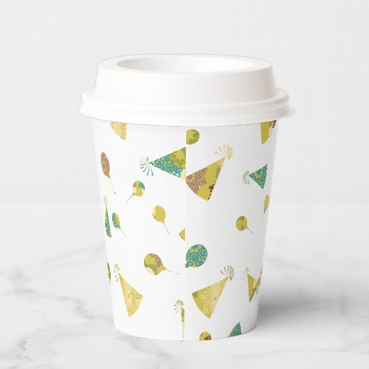 Happy Birthday Celebration Balloons & Hats Pattern 紙コップ (右)