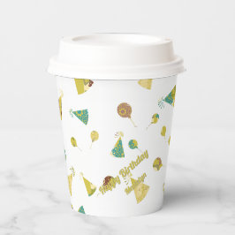Happy Birthday Celebration Balloons & Hats Pattern 紙コップ