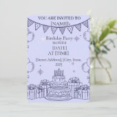 Happy Birthday Celebration Line Art – Tiered Cake 招待状 (スタンド正面)