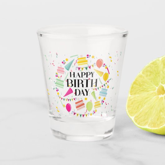 Happy Birthday Celebrations Shot Glass ショットグラス (正面)