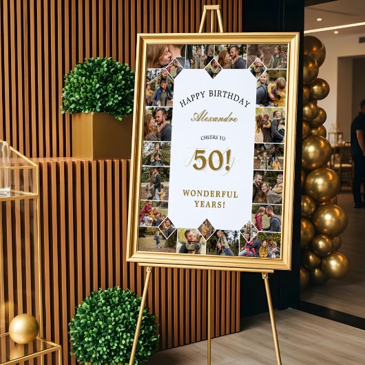 Happy Birthday Cheers To 50 Years Photo Collage ポスター