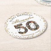  Happy Birthday Cheers To 50 Years Photo Collage ラウンドペーパーコースター (アングル)