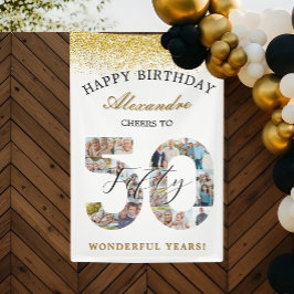 Happy Birthday Cheers To 50 Years Photo Collage 横断幕