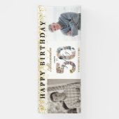 Happy Birthday Cheers To 50 Years Photo Then & Now 横断幕 (縦)