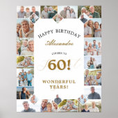 Happy Birthday Cheers To 60 Years Photo Collage ポスター (正面)