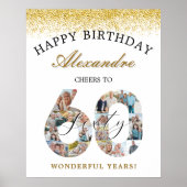 Happy Birthday Cheers To 60 Years Photo Collage ポスター (正面)