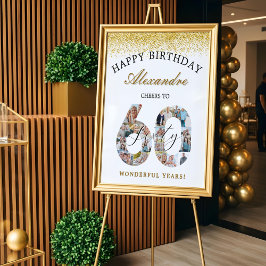 Happy Birthday Cheers To 60 Years Photo Collage ポスター