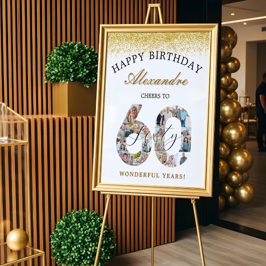 Happy Birthday Cheers To 60 Years Photo Collage ポスター