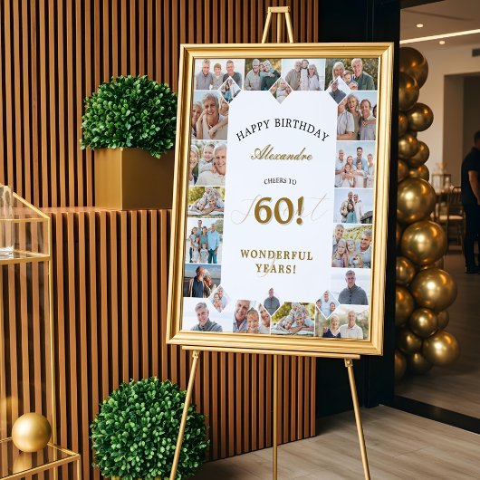 Happy Birthday Cheers To 60 Years Photo Collage ポスター